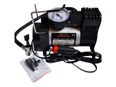 12V Oro kompresorius - mini kompresorius iki 10BAR 30 L/MIN. (slėgio matuoklis, vieno stūmoklio 19mm cilindras)