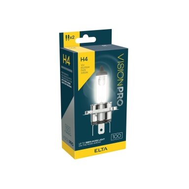 12V 60/55W P43t H4 +100%  2PCS. VISION PRO