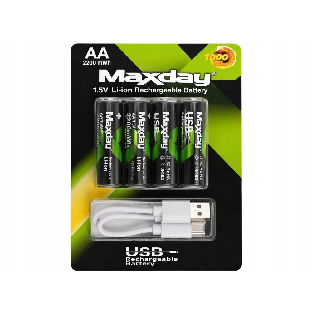 AA rechargeable batteries R6 1.5V 1466mAh (4 pcs), Li-ion, USB-C rechargeable 1