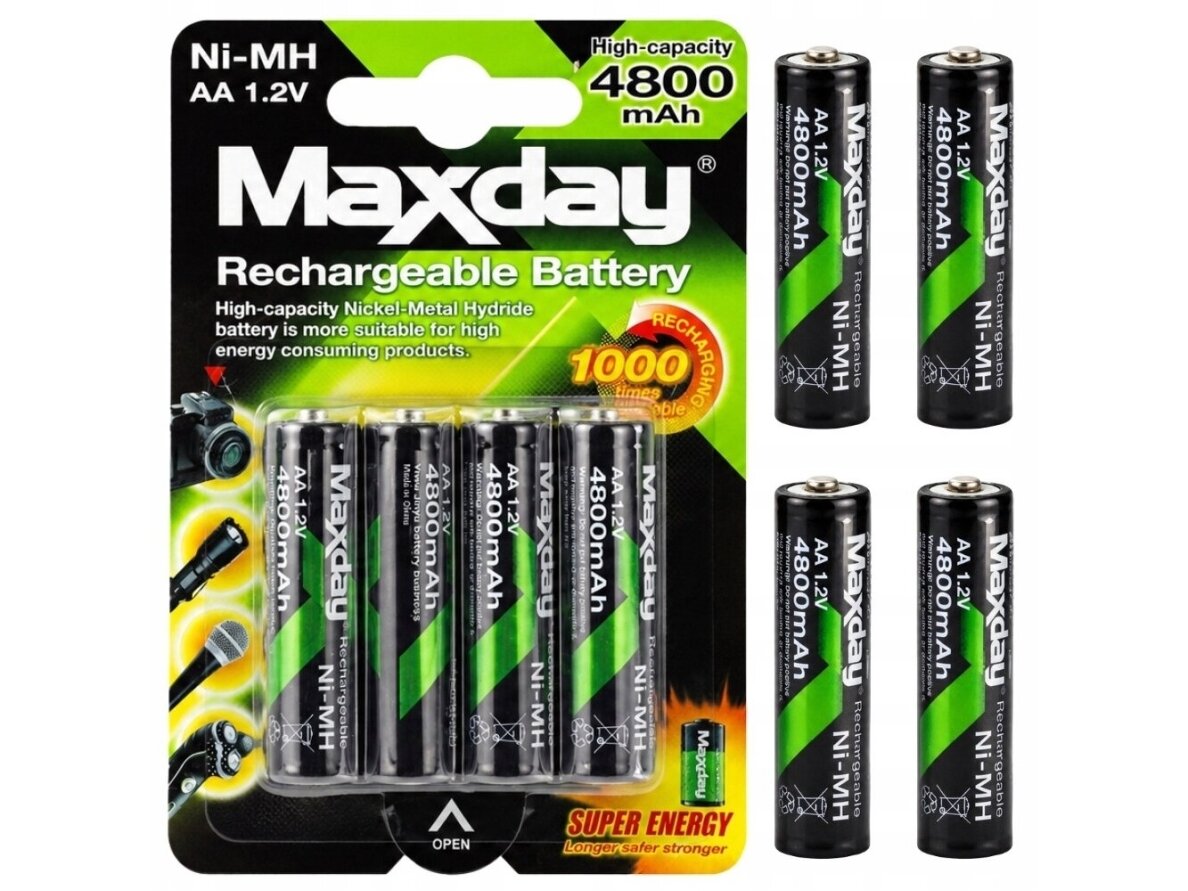 AA įkraunamos baterijos R6 1,2V 4800mAh 4 vnt. Ni-MH AA įkraunamos baterijos R6 1,2V 4800mAh 4 vnt. Ni-MH