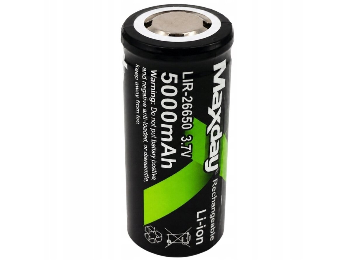 26650 įkraunama baterija 3,7V 5000mAh 1 vnt. Li-ion 1