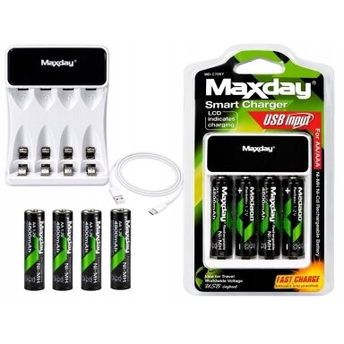 AA rechargeable batteries R6 1.2V 4800mAh 4 pcs Ni-MH Komplektas su SMART pakrovėju