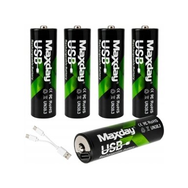 AA rechargeable batteries R6 1.5V 1466mAh (4 pcs), Li-ion, USB-C rechargeable