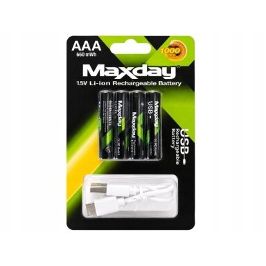 AAA rechargeable batteries R3 1.5V 440mAh (4 pcs), Li-ion, USB-C rechargeable