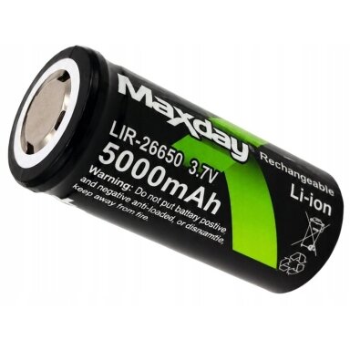 26650 rechargeable battery 3.7V 5000mAh 1 pc. Li-ion