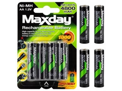 AA įkraunamos baterijos R6 1,2V 4800mAh 4 vnt. Ni-MH AA įkraunamos baterijos R6 1,2V 4800mAh 4 vnt. Ni-MH