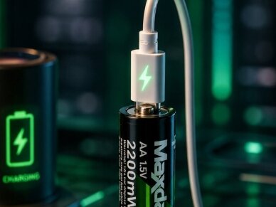 AA įkraunamos baterijos R6 1,5V 1466mAh 4 vnt. Li-ion įkraunamas USB-C laidu 2
