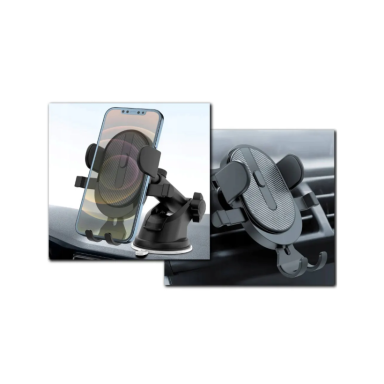 Car phone holder - for grille, dashboard or windshield 2in1