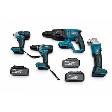 Brushless power tools 4in1 set: angle grinder, impact wrench, impact drill, screwdriver + bits and bits