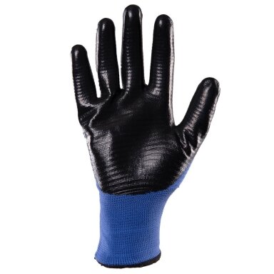Work gloves coated with ribbed nitrile, abrasion resistant - NAVY (10 size)