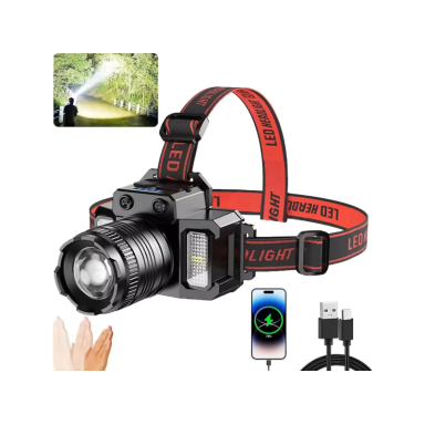 Powerful LED head light with motion sensor - rechargeable