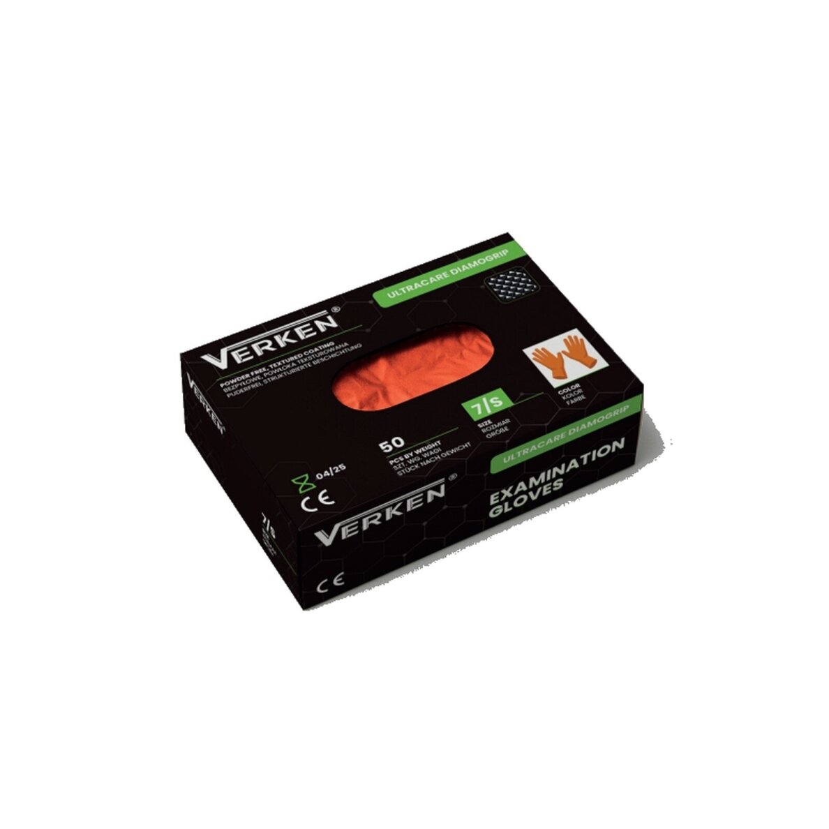 Disposable nitrile gloves Ultracare DiamoGrip Orange 9.0 g. 50 pcs. XL- size 10