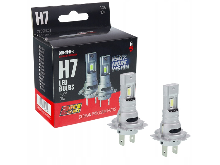 H7 LED lemputes 9-36V,  6500K, 30W 2VNT.