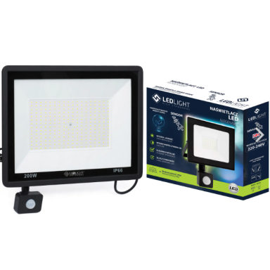 LED outdoor floodlight with motion sensor 200W PREMIUM 6500K