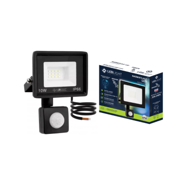 LED outdoor floodlight with motion sensor 10W PREMIUM 6500K