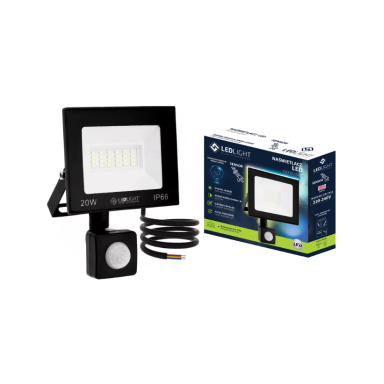 LED outdoor floodlight with motion sensor 20W PREMIUM 6500K