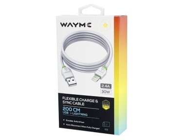 Įkrovimo ir sinchronizavimo laidas, Silikoninis laidas 200 cm, USB > Lightning, maks. 30W Įkrovimo ir sinchronizavimo laidas, Silikoninis laidas 200 cm, USB > Lightning, maks. 30W