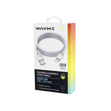 Charging and synchronization cable, Silicone cable 200 cm, USB > Lightning, max. 30W