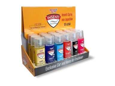 INSENTI Oro gaiviklis purškiamas 50 ml MIX 18vnt. išlankstoma dėžė INSENTI Oro gaiviklis purškiamas 50 ml MIX 18vnt. išlankstoma dėžė