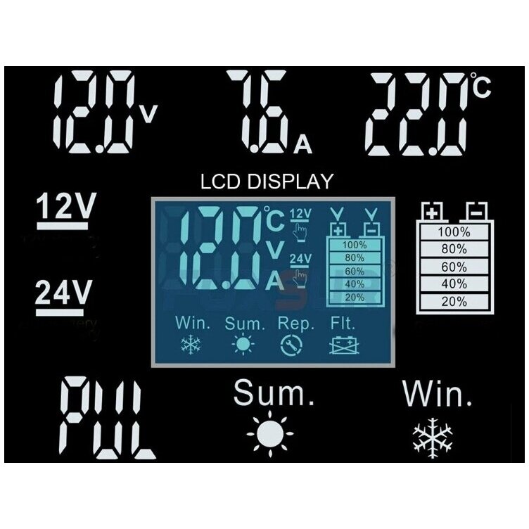 Smart battery charger with repair function, 12V 8A / 24V 4A, 6–150Ah 3