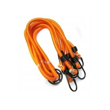 Elastic cargo tie-down cords with hooks, 3 pcs, 8 mm x 80 cm