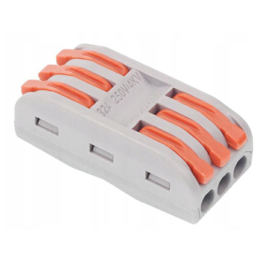 Cable connector - cable clamp 2-way 6 x 0.08-4.0 mm² gray/orange 32A 400V