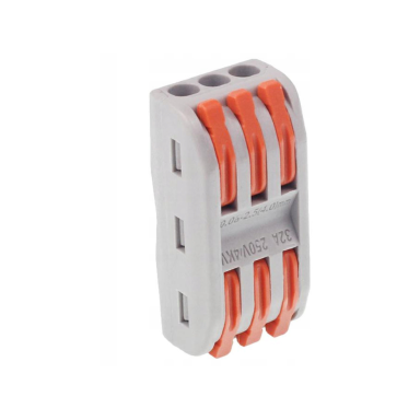 Cable connector - cable clamp 2-way 6 x 0.08-4.0 mm² gray/orange 32A 400V