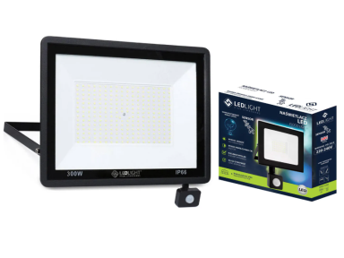 LED lauko prožektorius su judesio davikliu 300W PREMIUM 6500K