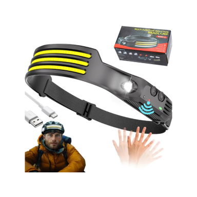 LED strip spotlight on the head with motion sensor - rechargeable 3 strips cob xpe usb