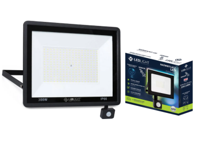 LED lauko prožektorius su judesio davikliu 300W PREMIUM 6500K