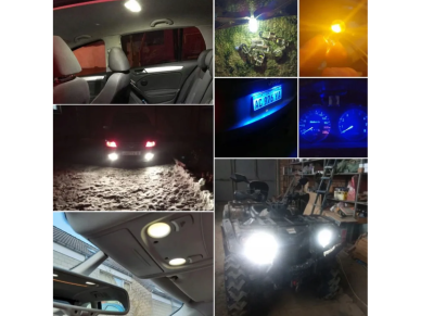 LED lemputes W5W T10 12V, 6000K, 2VNT. CANBUS 2