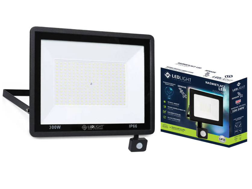 LED lauko prožektorius su judesio davikliu 300W PREMIUM 6500K LED lauko prožektorius su judesio davikliu 300W PREMIUM 6500K