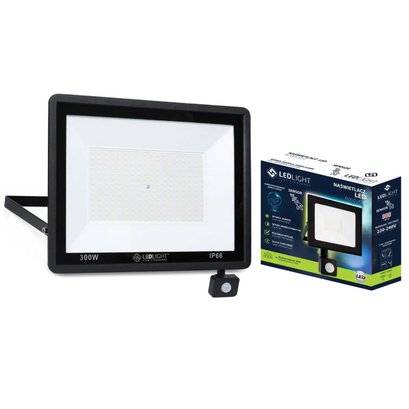 LED outdoor floodlight with motion sensor 300W PREMIUM 6500K
