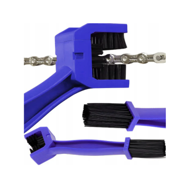 Motorcycle or bicycle chain cleaning brush