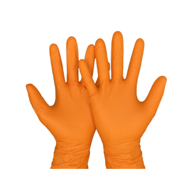 GRIP disposable nitrile gloves ORANGE - MAX STRONG 9.0 g. 50 pcs. M- 8 size