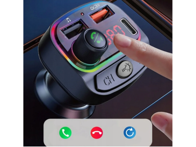 FM siųstuvas Bluetooth BT 5.0 automobilinis įkroviklis automobiliui 2x USB USB-C 3.1A 12v 24v FM siųstuvas Bluetooth BT 5.0 automobilinis įkroviklis automobiliui 2x USB USB-C 3.1A 12v 24v