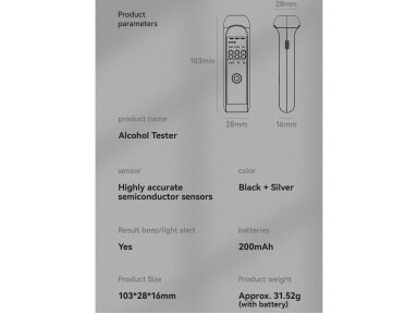 Profesionalus alkotesteris pakraunamas - momentinis paruošimas matavimui (nereikia antgaliu) Air Essence Mr. Black 1000 Profesionalus alkotesteris pakraunamas - momentinis paruošimas matavimui (nereikia antgaliu) Air Essence Mr. Black 1000