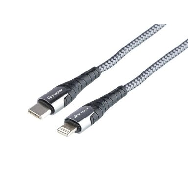 PREMIUM Charging and synchronization cable, Microfiber braid 200 cm, USB-C > Lightning, max. 30W