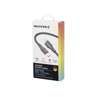 PREMIUM Charging and synchronization cable, Microfiber braid 100 cm, USB-C > Lightning, max. 30W