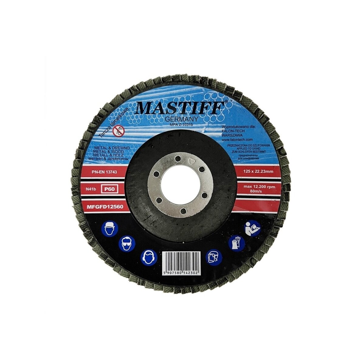 Flap disc for metal and wood, 125x22.23 mm, P60 1