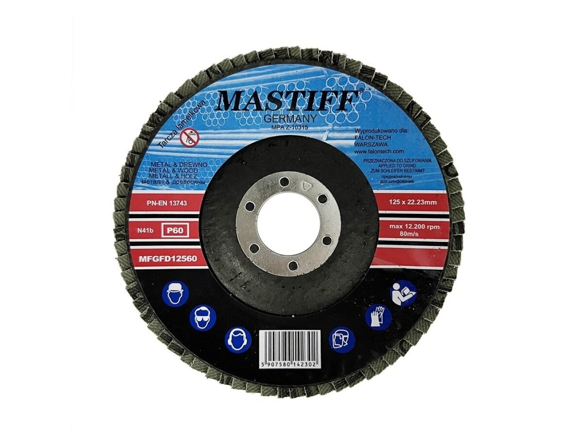 Lapelinis šlifavimo diskas metalui, medienai, 125x22.23 mm P60 1 Lapelinis šlifavimo diskas metalui, medienai, 125x22.23 mm P60 1