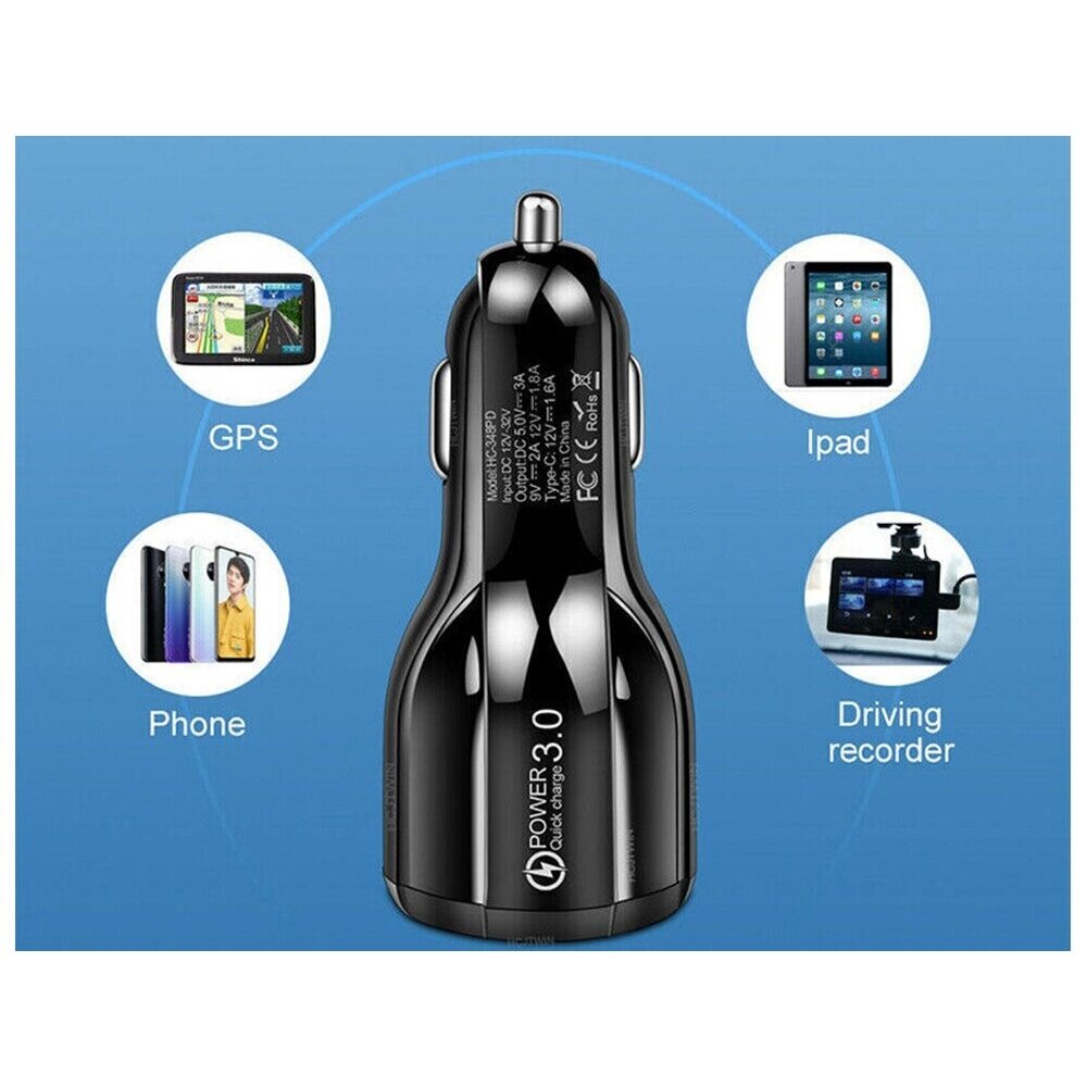 12-24V Car charger - charger - adapter 2 X USB QuickCharger 3.0 2