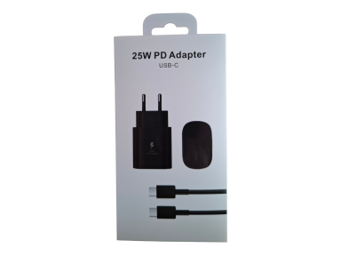 Telefono pakrovejas 25W + laidas usb type c usb c 100cm (juodas) Telefono pakrovejas 25W + laidas usb type c usb c 100cm (juodas)