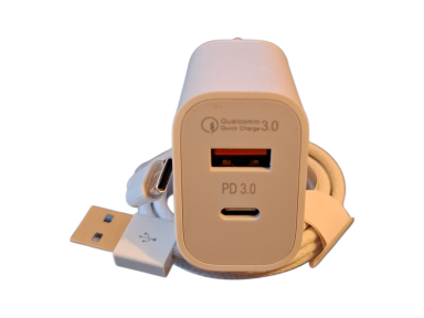 Telefono pakrovejas 20W + laidas usb - usb type c 100cm (baltas) Telefono pakrovejas 20W + laidas usb - usb type c 100cm (baltas)