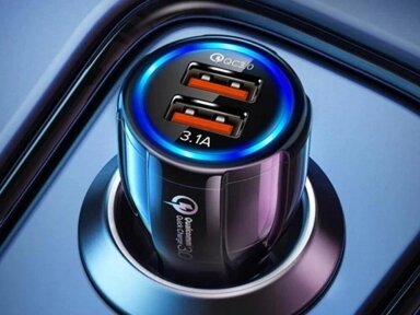 12-24V Automobilinis įkroviklis - kroviklis - adapteris 2 X USB QuickCharger 3.0 12-24V Automobilinis įkroviklis - kroviklis - adapteris 2 X USB QuickCharger 3.0