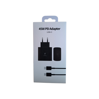 Phone charger 45W + cable usb type c usb c 100cm (black)