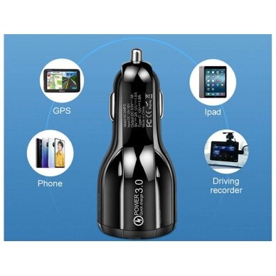12-24V Car charger - charger - adapter 2 X USB QuickCharger 3.0 2