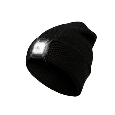 Winter hat with rechargeable LED flashlight