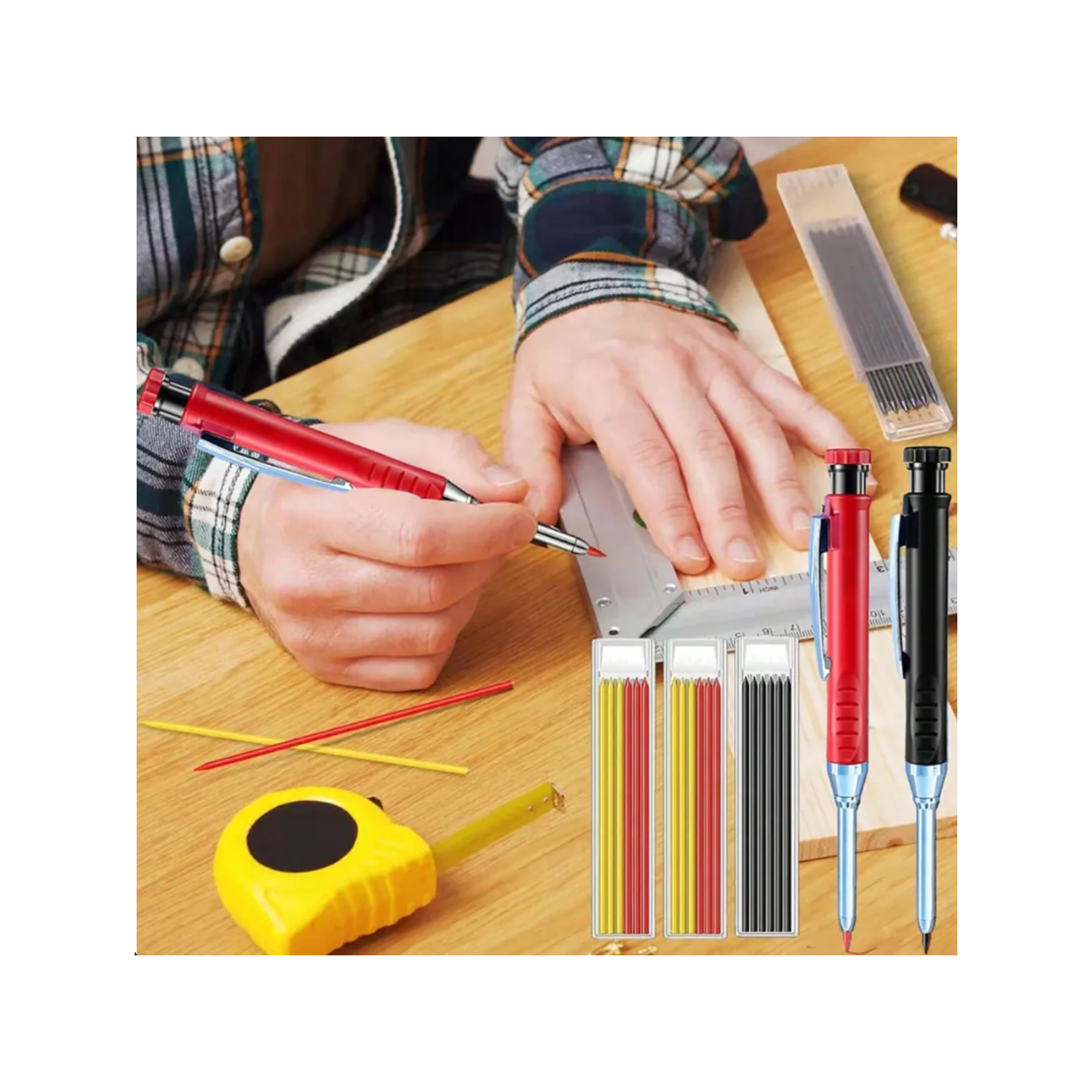 Marker - automatic pencil + 13pcs spare pencil cartridges for wood, concrete, metal (unpainted) 3 Marker - automatic pencil + 13pcs spare pencil cartridges for wood, concrete, metal (unpainted) 3